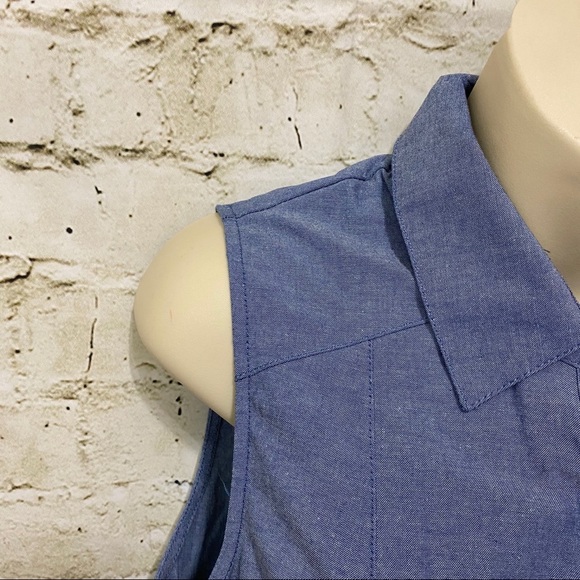 Ryu Chambray Button Front Top Lace Hem - Picture 4 of 8